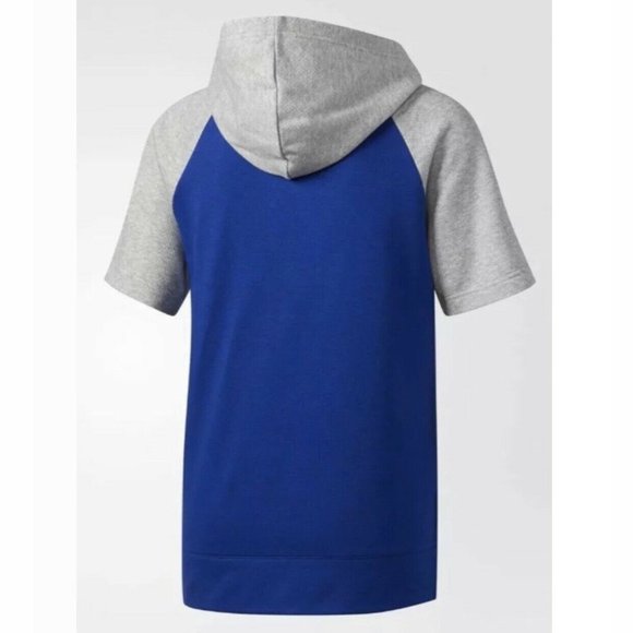 Adidas Short Sleeve Sweatshirt Hoodie Blue/Gray M - Picture 2 of 2